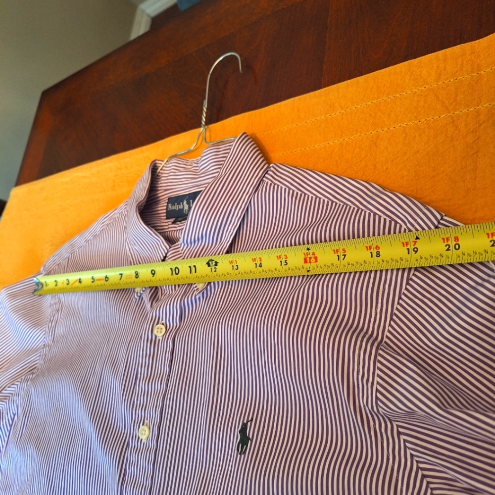 Blue Label Ralph Lauren Office Button Down Shirt in Purple and White XL - Picture 15 of 16